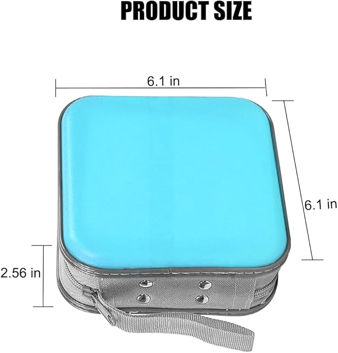 Car CD Case, 48 Capacity Hard Plastic & Non-Woven Fabric Vehicle DVD Case Holder with Zipper, Portable Automotive Disc Wallet Storage Organizer Binder for Travel, Universal Fit (Sky Blue)