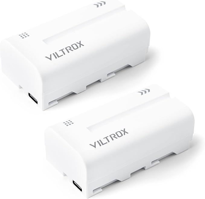 VILTROX 2 Pack 2200mAh USB-C Port Rechargeable Li-ion Battery NP-F550 for Video Conference Light VILTROX 116T 200T Ring Light