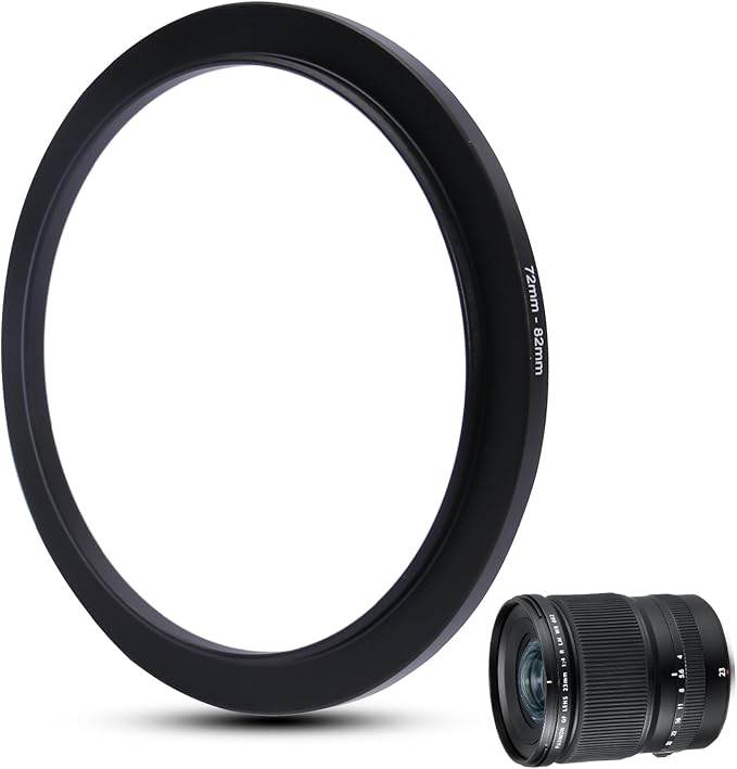 Metal Step Up Ring Filter Adapter - 72mm to 82mm - Metal Ring Step Up Rings Adapter Filter Compatible with All 82mm UV, CPL, ND, Lens Hood, Threaded Lens ect