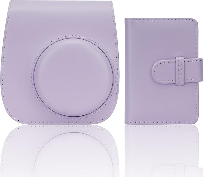 Frankmate Instant Camera Case Compatible with Fujifilm Instax Mini 11/9/8/8+ PU Leather Bag with Pocket and Adjustable Shoulder Strap Mini Photo Album (Purple)