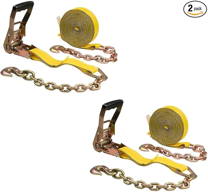 Mytee Products (2 Pack) 2 in. x 30 ft. Ratchet Strap with Chain Anchor WLL#3,400 lbs