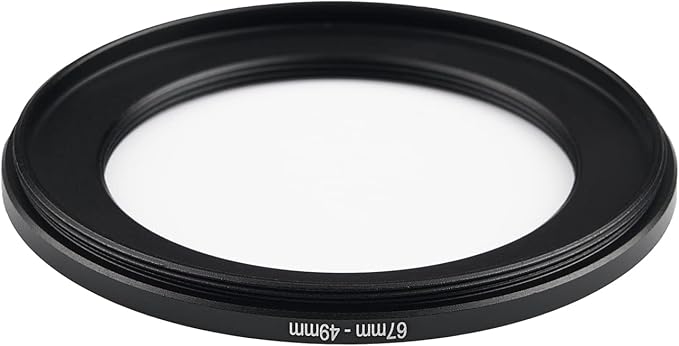 67mm to 49mm Step Up Ring Filter Adapter Applicable to All Brands of UV ND CPL Filter (67mm-49mm)