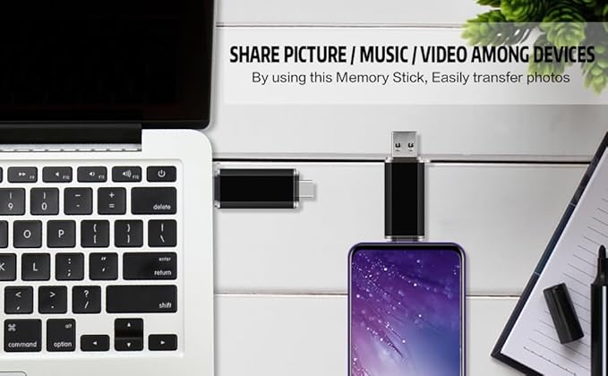 2-Pack 32GB USB C Flash Drive Dual Flash Drive Type C + USB A Memory Stick Jump Drive 2-in-1 Thumb Drive for Storage and Backup (32GB*2 Black&Blue)