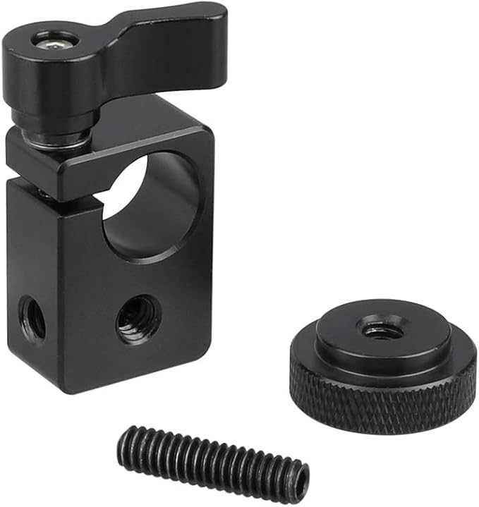 CAMVATE 15mm Single Rod Clamp Adapter with Black Thumbscrew Locking Knob (2 Pieces) - 2217