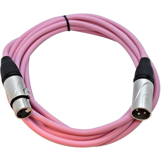 Seismic Audio - SAXLX-10Pink-6Pack - 6 Pack of 10 Foot Pink XLR Patch Cables Mic Cords - 3 Pin XLR Male to XLR Female Microphone Cables - 10'