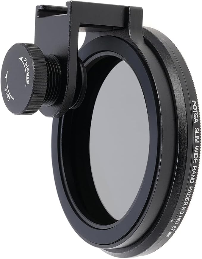 67mm Phone Filter Mount Threaded Lens Clip with Cold Shoe, Locking Knob, 15mm Opening Phone Lens Adapter Compatible with Smartphone (67mm)