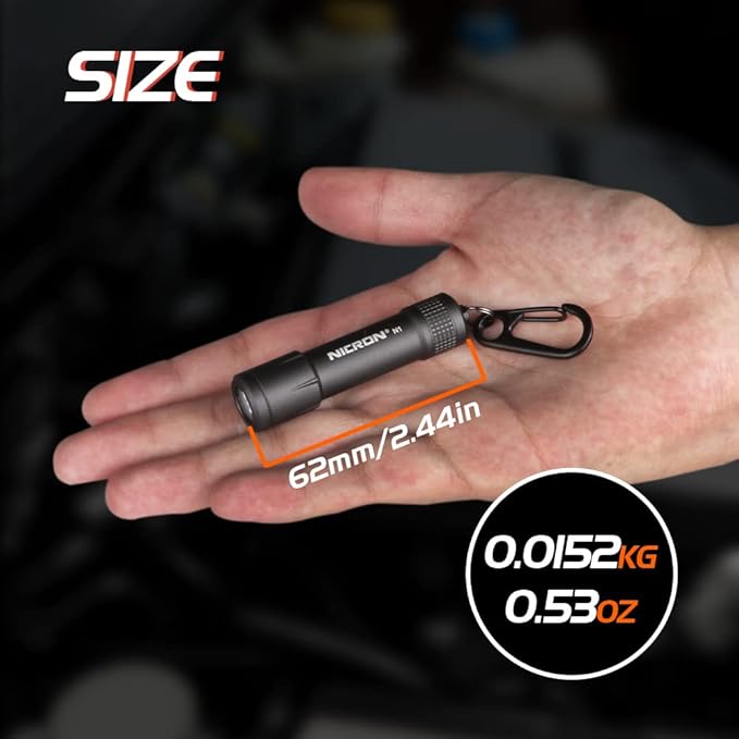 NICRON EDC Keychain Flashlight N1 Mini LED Light with AAA Battery, Portable Mini Light IPX7 Waterproof Build for Outdoor Camping etc (Grey)