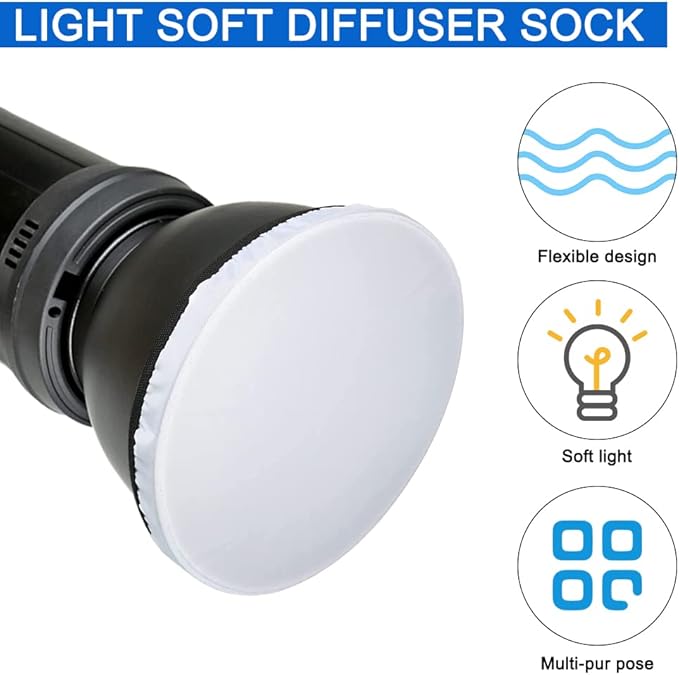 findTop 4-Pack Light Diffuser Sock - Universal Elastic Lamp Cover for Ring Light & Flash Photography (7 Inch/18cm) - Soft White Light Diffusion Fabric for Studio, Portrait, Product Shoots