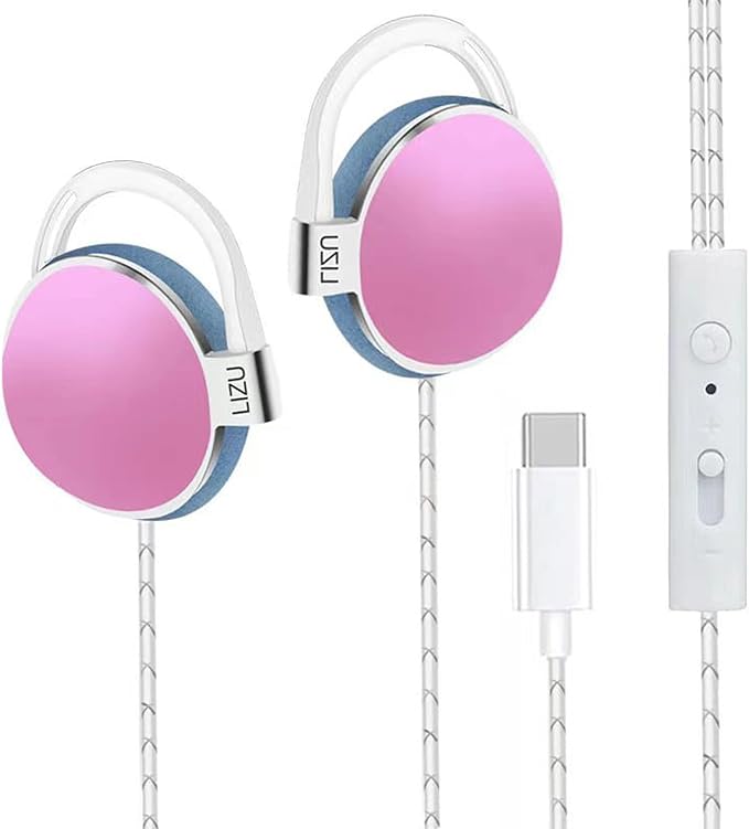 C-YOUNG USB C Headphones Over-Ear Buds Hooks Microphone for Sports Running & Volume Control, Fit Small Ears Type C Wired Earbuds, Compatible with iPad and Android Smartphones
