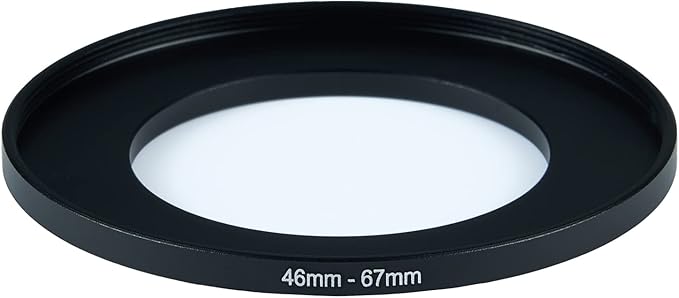 46mm Lens to 67mm Camera Lens Adapter 46mm to 67mm Step Up Ring Adapter Ring for All Brands of UV ND CPL, with Premium Lens Wiping Cloth 2 Pack (46mm-67mm)