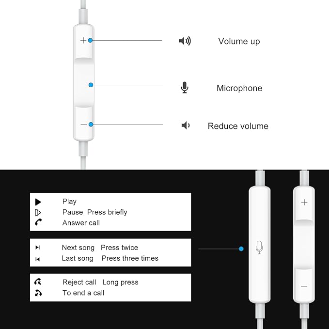 Earbuds Headphones, Wired Earphones with Lightning Connector and USB C Wired Earbuds [MFi Certified] (Built-in Microphone & Volume Control) Noise Canceling Isolating Headphones for iPhone 16 15 14 13