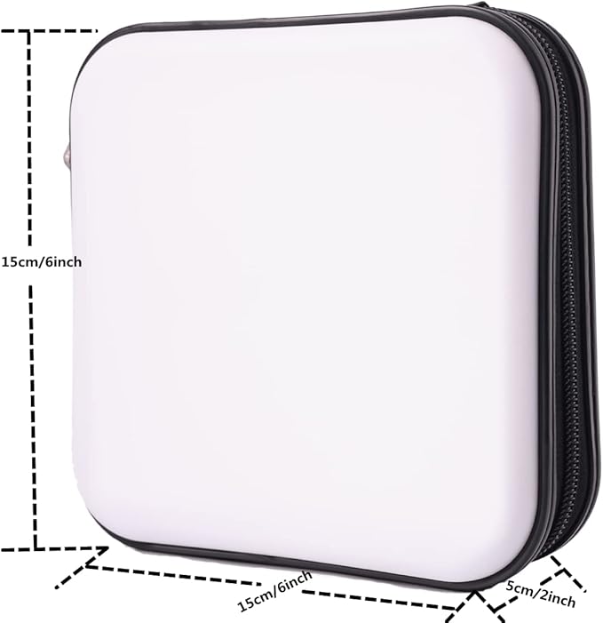 CD DVD Wallet, 32 Capacity Heavy Duty, DVD CD Case Holder for Car,Portable DVD/VCD Storage Disk, Hard Shell Sturdy case, Car CD Disk Holder,Booklet, Blu-ray Wallet (32 Capacity,White)