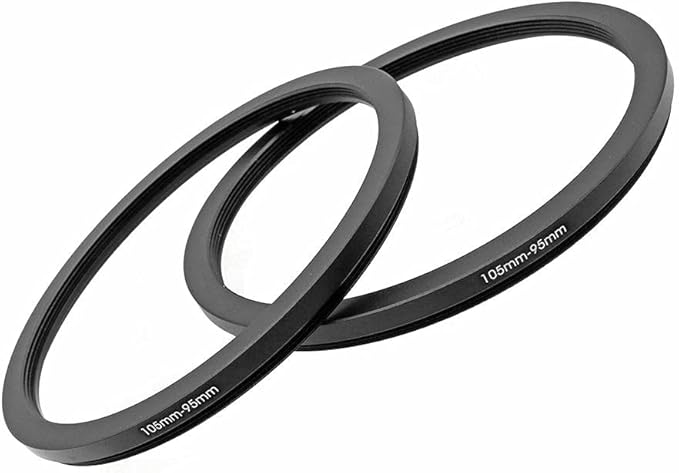 105-95mm Metal Step-Down Adapter Ring, 105mm Lens to 95mm Filter Size Accessories Lens Filter Adapter Ring, 2 Pieces LingoFoto
