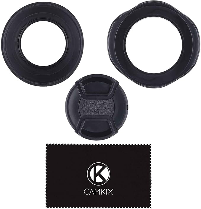 67mm Set of 2 Camera Lens Hoods and 1 Lens Cap - Rubber (Collapsible) + Tulip Flower - Sun Shade/Shield - Reduces Lens Flare and Glare - Blocks Excess Sunlight (67 mm, Rubber Hood + Tullip Hood + Cap)