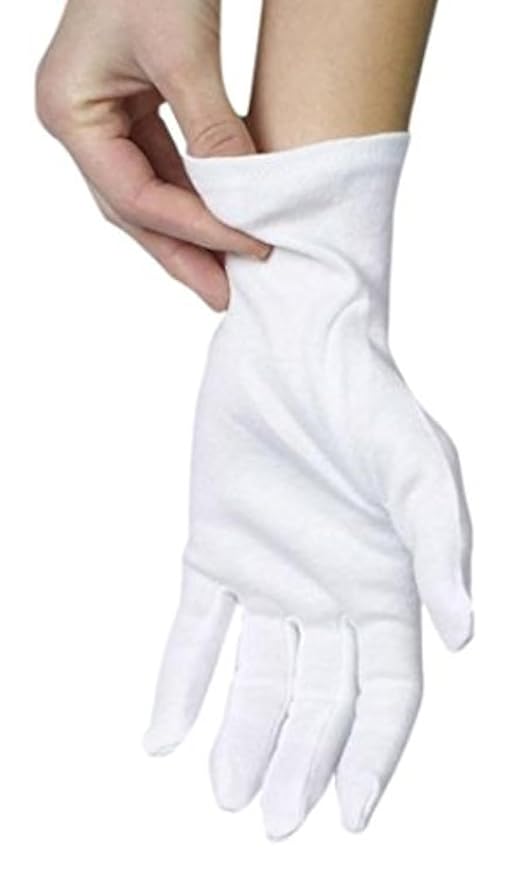 ANSMIO Cotton Gloves - 3 Pairs White, Moisturizing Night Gloves for Dry Hands, Size L