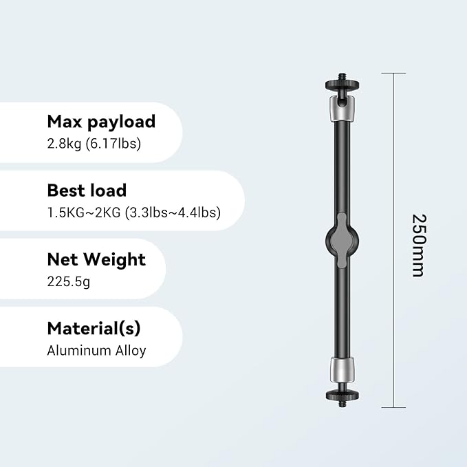 SmallRig 9.8 inch Adjustable Articulating Magic Arm with Both 1/4" Thread Screw for LCD Monitor/LED Lights - 2066B
