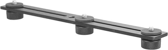 iBOLT 10 inch Tripod Camera Slider Bar with 3 Camera (_ inch) Screw attachments- Great for Adding Additional Microphones, LED Lights, Camera Flash, Monitors, etc.- DSLR Cameras, GoPros, Video Cameras
