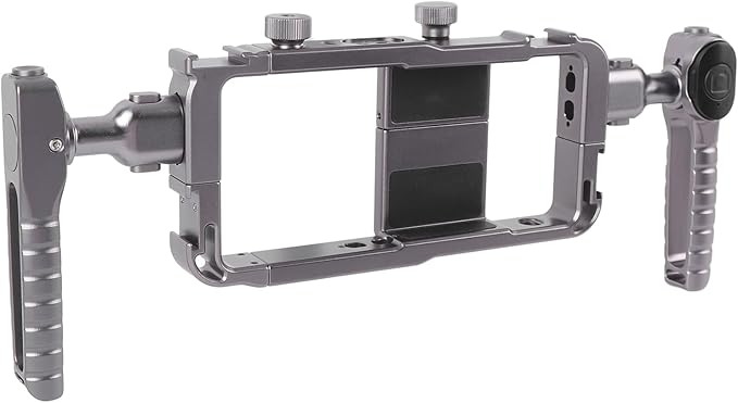 Sonew Phone Video Rig Kit, Aluminum Alloy Smartphone Stabilizer Cage with Rotatable Handle and Cold Shoe Mount, for Phones 6.35cm to 8.7cm