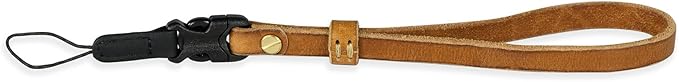 Handmade Cowhide Leather Camera Wrist Strap, Brass Hardware with Duraflex buckle, Black or Brown, Hand-Stitched