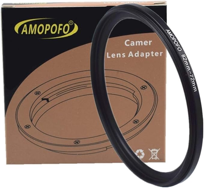 82mm to 72mm Step-Down Rings Lens Filters Ring Compatible with UV,ND,CPL,Made of CNC Machined Metal with Matte Black Electroplated Finish,All 82mm Camera Lenses & 72mm Accessories