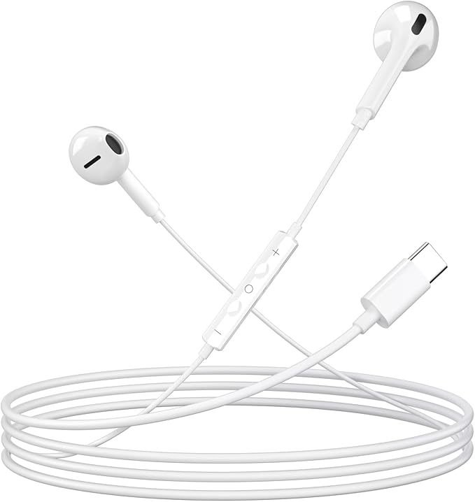 2 Packs USB C Headphones for iPhone 17/16/15 Pro Max iPad Plus Type C Earphones with Microphone Volume Control USB C Wired Earbuds USB Type C Earphone for Samsung S25 Ultra S24 S23 S22 S21 S20 A55