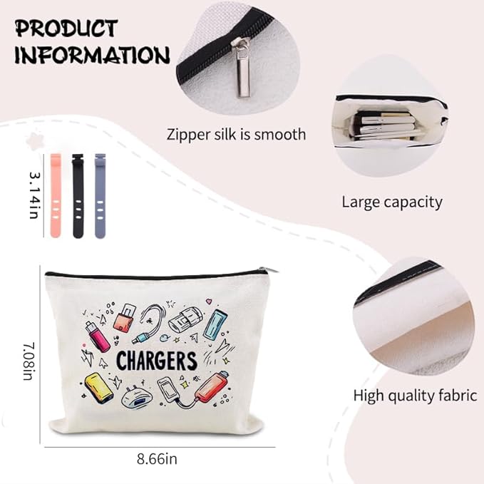 Travel Charger Organizer Bag for Cords and Cables Plug Charging Bag Earphone Storage Pouch Small Electronic Makeup Bags Wire Charge Holder Pouch with Zipper Usb Pouches for Travel Gifts for Women Mens