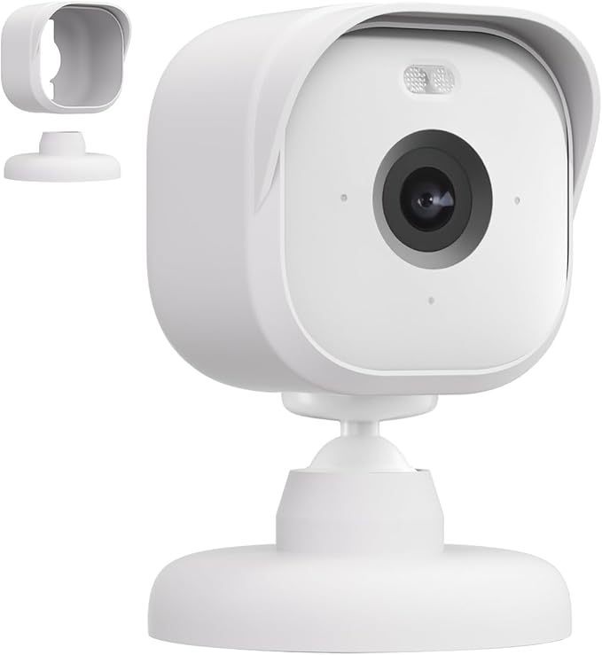 Camera Cover Compatible Blink Mini Silicone Skin Case, Anti-Scratch Protective Blink Mini Cover Bracket, Weather-Proof 360 Degree Protective Adjustable Indoor/Outdoor Small Mount (White)