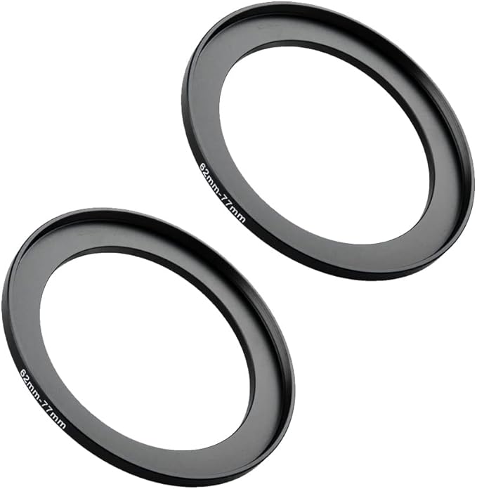 62-77mm Lens-Filter Step Up Adapter Ring, 62mm Lens to 77mm Filter, Hood, Lens Converter and Other Accessories(2 Packs), Fire Rock Aviation Aluminum Alloy Ring