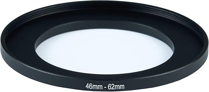 46mm Lens to 62mm Camera Lens Adapter 46mm to 62mm Step Up Ring Adapter Ring for All Brands of UV ND CPL, with Premium Lens Wiping Cloth 2 Pack (46mm-62mm)