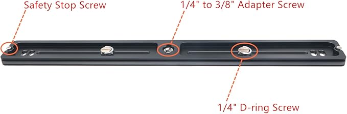 PU-350 350mm Universal Long Quick Release Plate Dual Dovetail Slide Rail with D-Ring Screw for Ball Head Tripod Mount DSLR Camera Arca Swiss Compatible