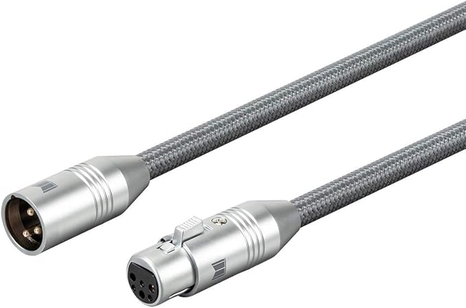 Monolith XLR Male to XLR Female Audio Cable - 2 Meter - Gray, 24K Gold Plated Connectors, Balanced, Oxygen Free Copper, Premium Home Audio