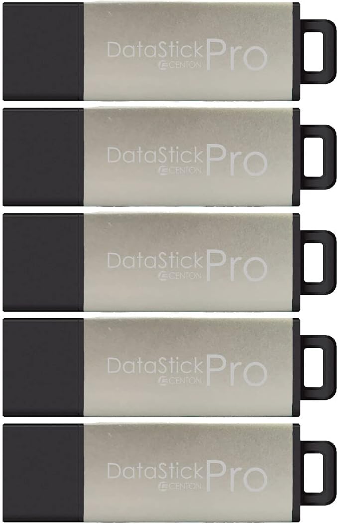 Centon DataStick Pro USB 3.0 Flash Drive 16GB x 5, Silver Metallic (S1B-U3P17-16G-5)