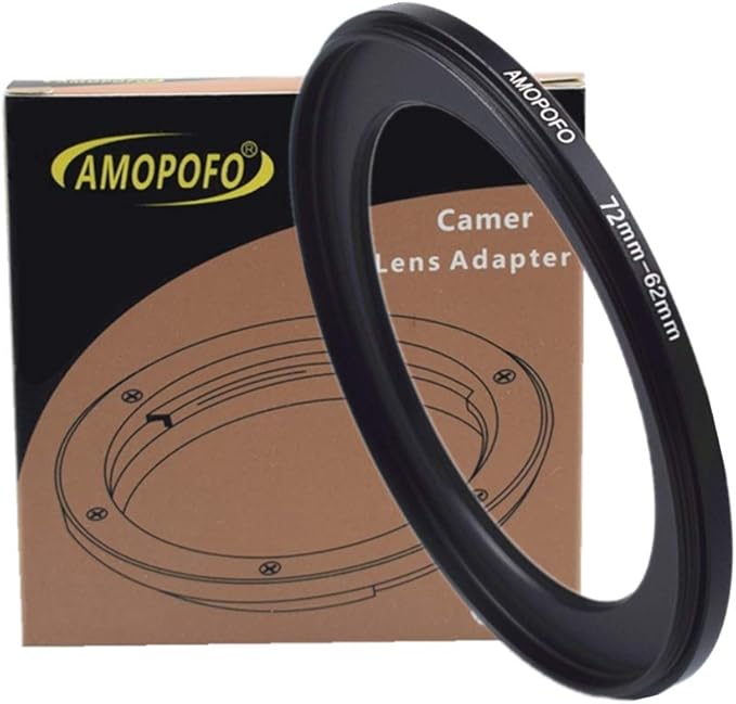 72 to 62mm Metal Ring/72mm to 62mm Step Down Rings Filter Adapter for UV,ND,CPL,Metal Step Down Rings,Compatible with All 72mm Camera Lenses & 62mm Accessories