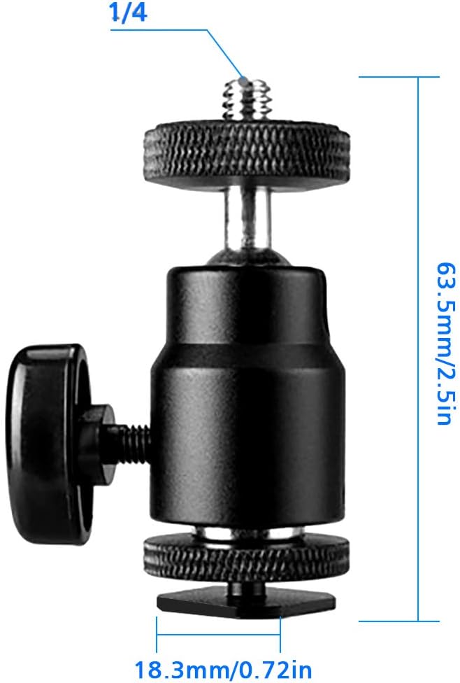 SLOW DOLPHIN Photography Super Clamp with Camera Clamp Mount Ball Head Clamp and Mini Ball Head Hot Shoe Mount Adapter with 1/4'' -20 Tripod Screw for Monitor, LED Lights, Flash Light,Microphone