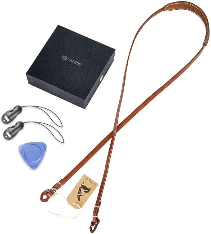 CANPIS CP005 Leather Camera Neck Shoulder Strap with Pad, Mirrorless Camera Strap Compatible with Sony Leica Nikon Fujifilm Olympus Panasonic (Color: Brown, Length 108cm)