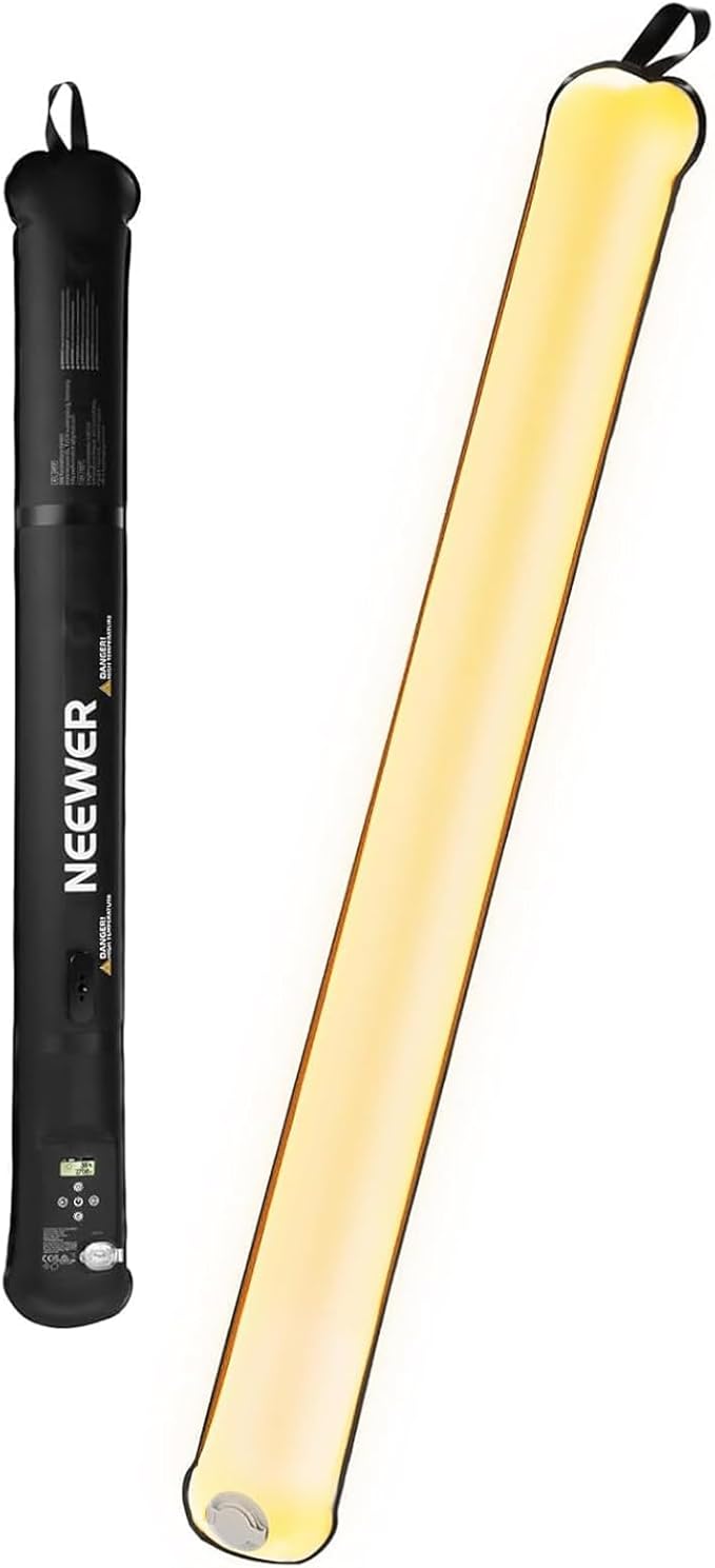 NEEWER Basics 21W Handheld LED Fill Light, 35.5" Bi Color Portable Inflatable TPU Video Lighting with Inflator 2700-6500K 1300Lux 12 Scenes CRI95 2500mAh for Studio Photography Video Recording, GC21B