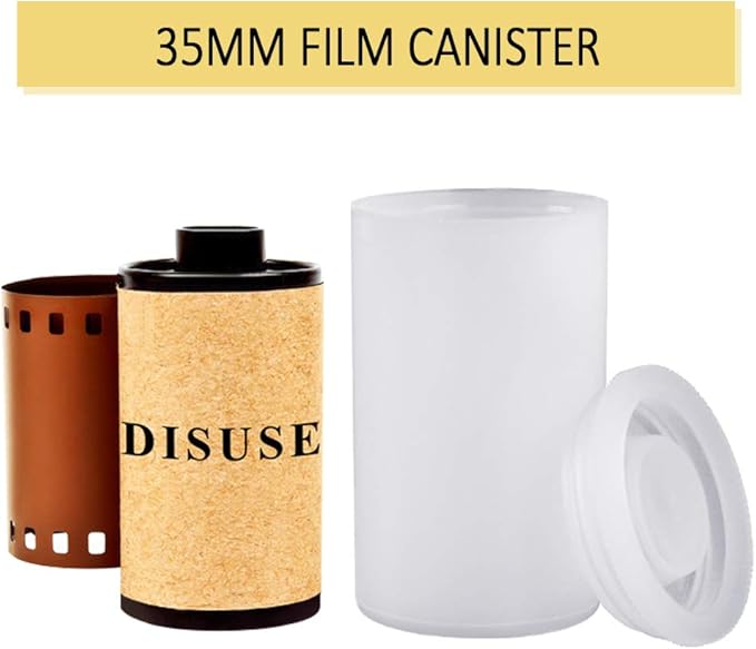 35mm Film Canisters with Caps (35 Pack) Plastic White Empty Film Canister Case Bulk with Lids Storage Reel Containers for Storing Film, Small Accessories, Beads