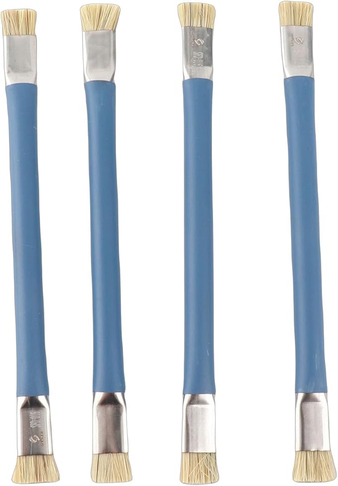 Aramox 4PCS Anti Static Brush ESD Safe Double Headed Insulating Hard Brush for Phone Repair Circuit Cleaning with Non Slip Handle 2 Colors (Blue)