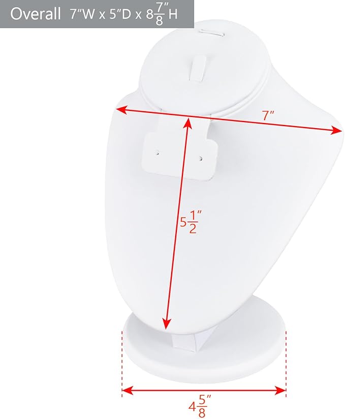 MOOCA 3 Pcs Set White Leatherette Combination Display Jewelry Stand Bust for Necklaces, Earrings, Rings, Jewelry Display For Vendors