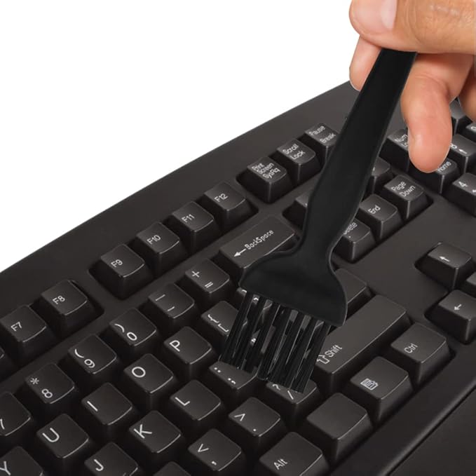 10 in 1 Portable Plastic Handle Nylon Anti Static Brushes Keyboard Cleaning Brush Kit for Cleaning Computer Keyboard Car Lab (Black)