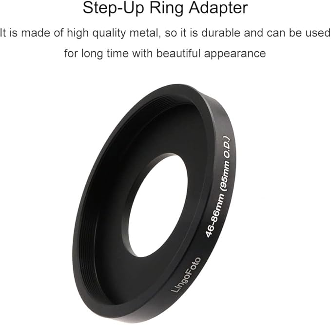 Lens Matte Box Adapter 46-86mm Step up Ring for 46mm Camera Lens to 95mm OD Matte Box Lens Mount (46-86/95mm)