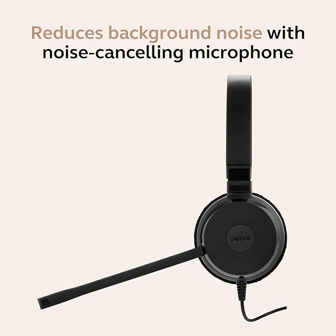 Jabra Evolve 20 SE Wired Single-Ear Headset with Microphone for Work, USB-A and USB-C Wired Headphones, Microsoft Teams Certified, Connects to Laptops, iPhone & Android Devices