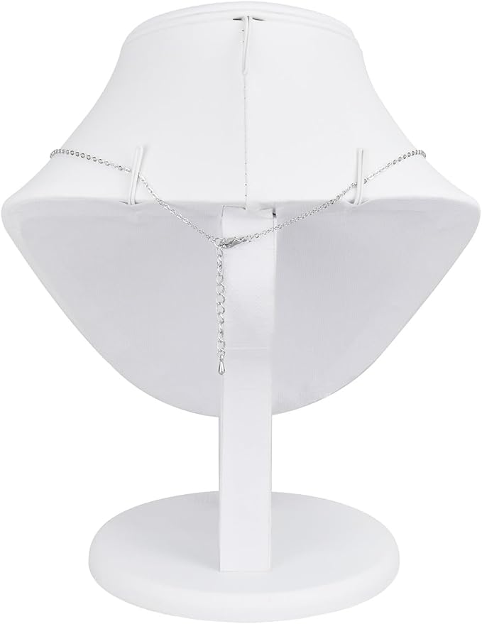 MOOCA White Leatherette Combination Display Jewelry Bust for Necklaces, Earrings, Rings