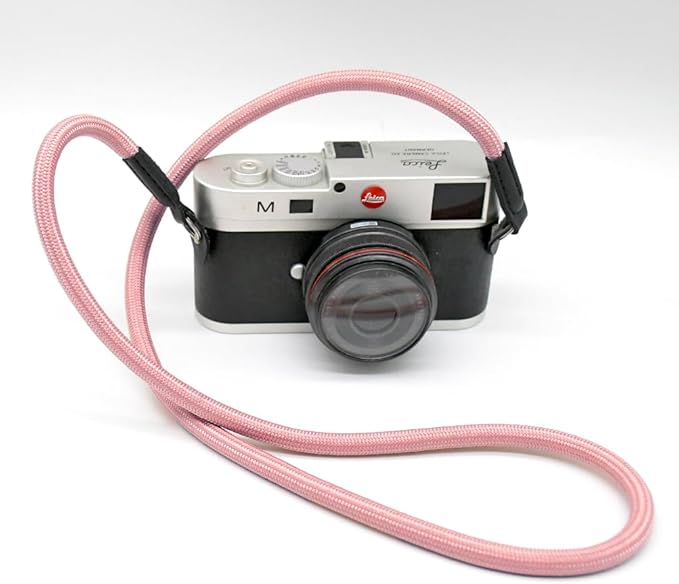 Camera Strap Vintage 100cm Nylon Climbing Rope Camera Neck Shoulder Strap for Micro Single and DSLR Camera(Rose Gold)