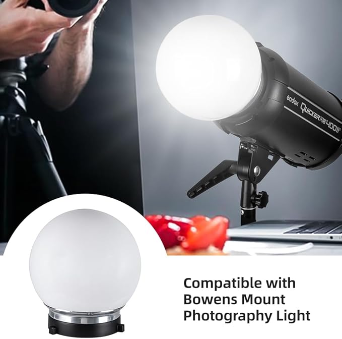 15cm/ 6in Soft Ball for Photography Translucent Diffuser Ball Flash Ball Diffuser Dome with Bowens Mount for Advesing Art Photography Accessories