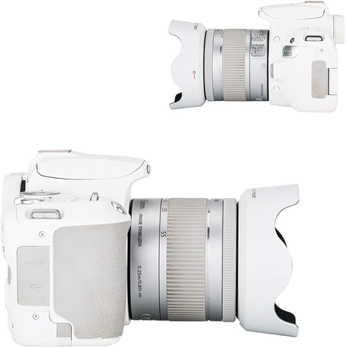 Lens Hood for Canon EF-S 18-55mm f3.5-5.6 is STM, RF-S 14-30mm f4-6.3 is STM PZ, RF 24-50mm f4.5-6.3 is STM Lens Replaces Canon EW-63C Hood for Canon Rebel T8i T7i T7 EOS R50V R8 R10 90D 80D-White