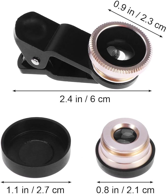 ibasenice 3 in 1 Phone Camera Lens Kit Wide Angle Macro Fisheye Clip-on Lens Compatible with iPhone and Smartphones for Outdoor and Travel Photography