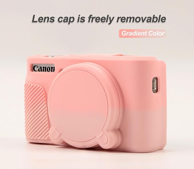 Pocoukate Case for Canon PowerShot SX740 HS Camera with Screen Protector, Soft Silicone Protective Cover Skin with Removable Lens Cover for SX740/SX730 HS Accessories Rubber - Sweet Smoked Pink