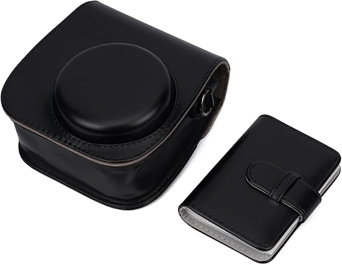 Frankmate Instant Camera Case Compatible with Fujifilm Instax Mini 12 11/9/8/8+ PU Leather Bag with Pocket and Adjustable Shoulder Strap Mini Photo Album (Black)