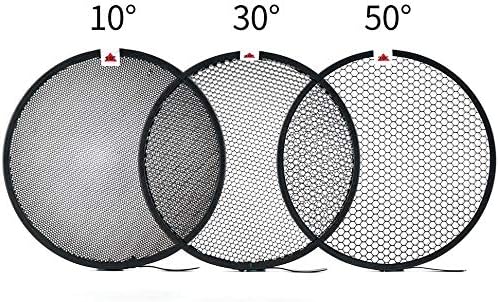 Soonpho 7" Standard Reflector Diffuser Lamp Shade Dish with 10° /30°/ 50° Degree Honeycomb Grid White Soft Cloth for Bowens Mount Studio Strobe Flash Light Speedlite